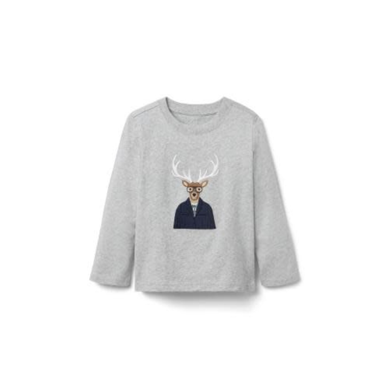 JANIE AND JACK K LS GREY HEATHER DEER GRAPHIC TEE H1B