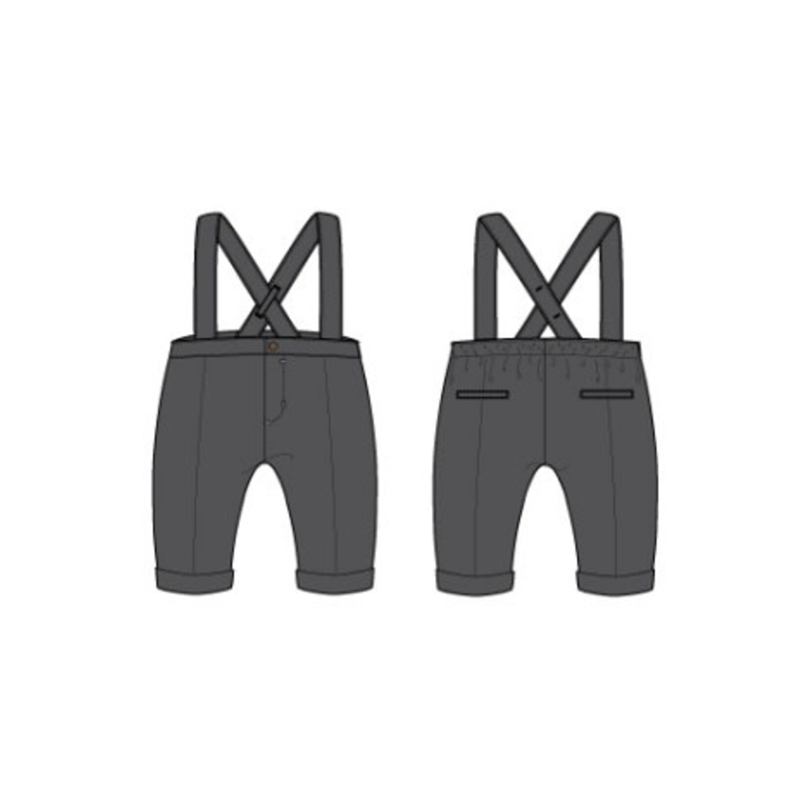 JANIE AND JACK B W CHARCOAL CORD SUSPENDER PANT W1