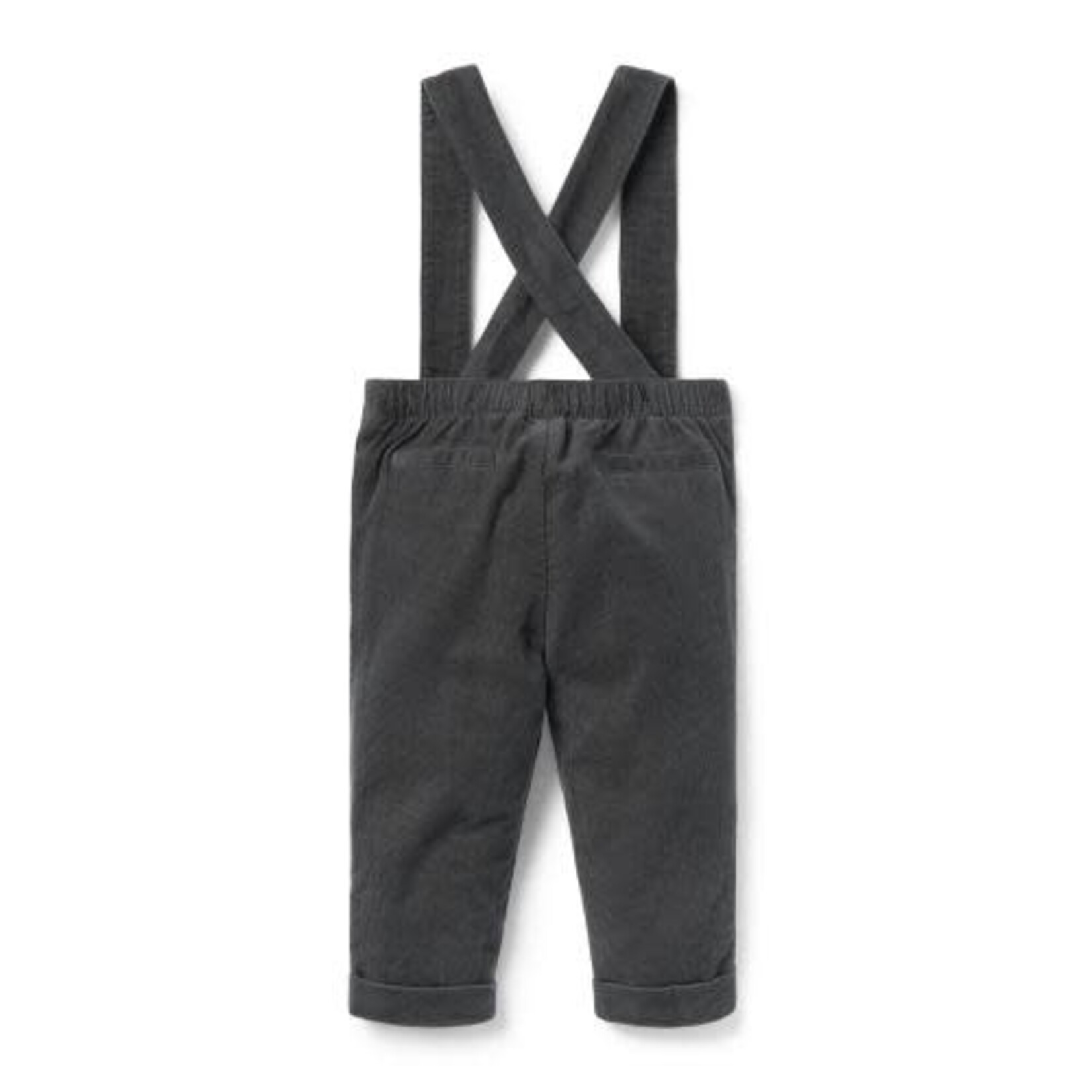 JANIE AND JACK B W CHARCOAL CORD SUSPENDER PANT W1