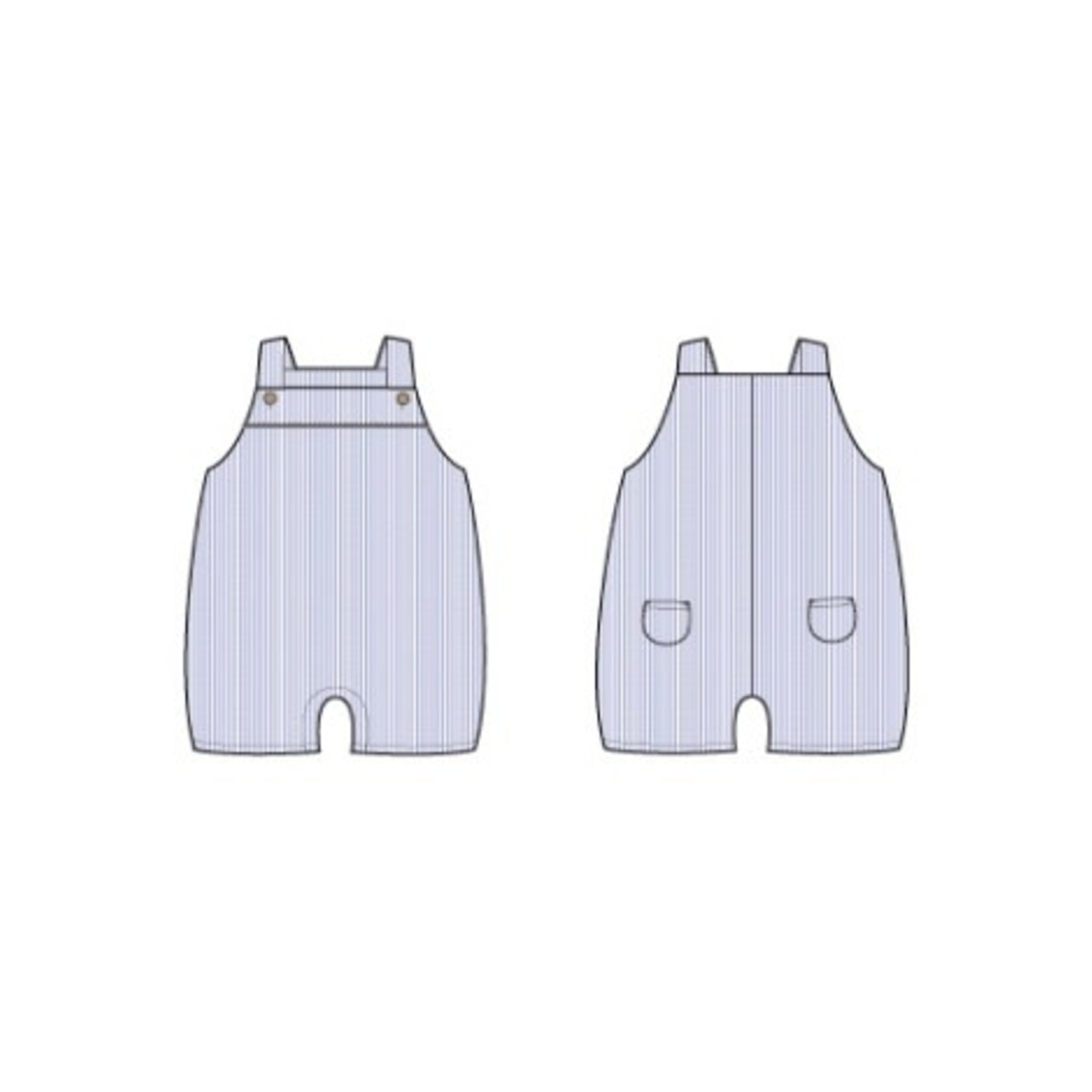 JANIE AND JACK B W BLUE STRIPE SEERSUCKER OVERALL ESTR1