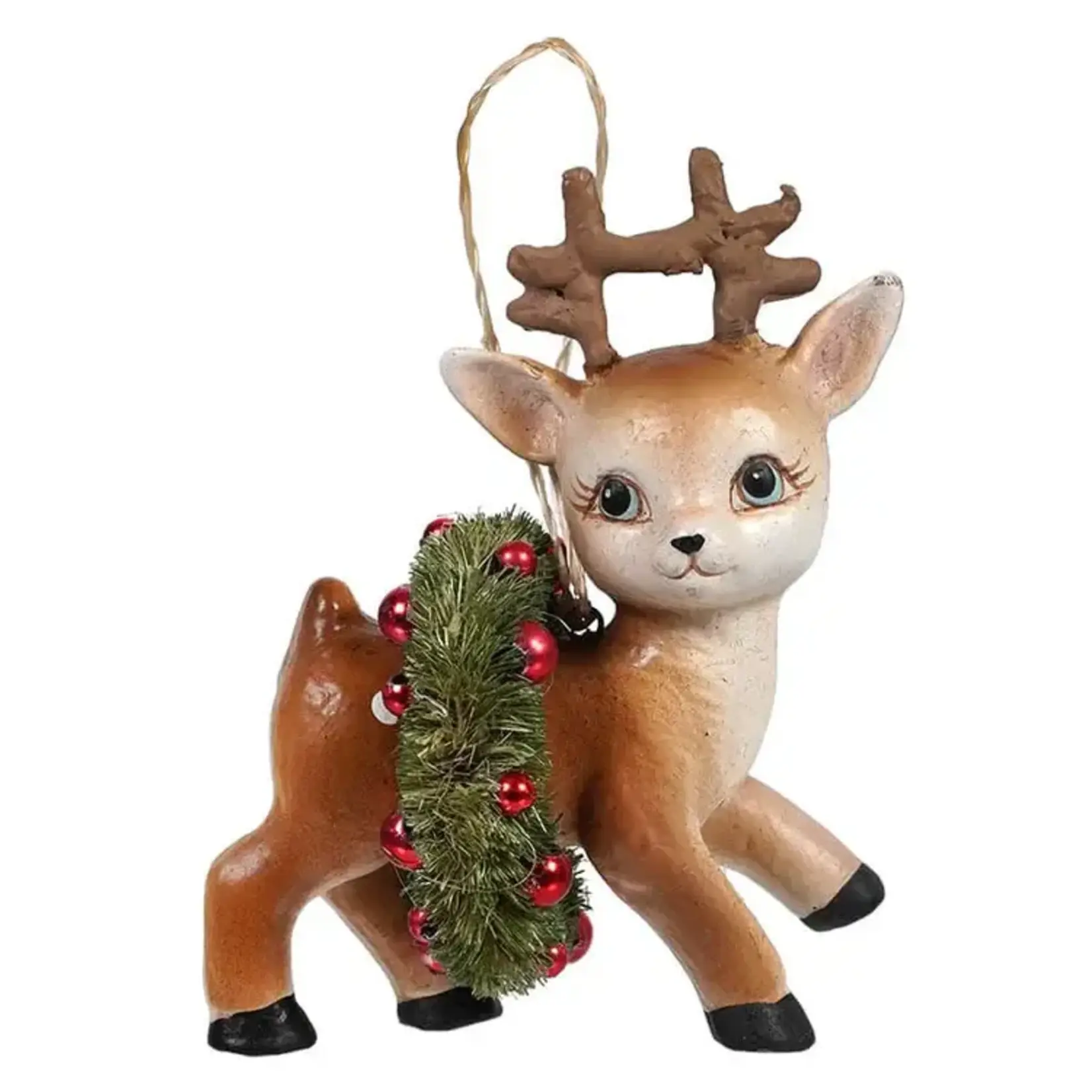 Bethany Lowe Designs, Inc. Retro Reindeer With Wreath Ornament