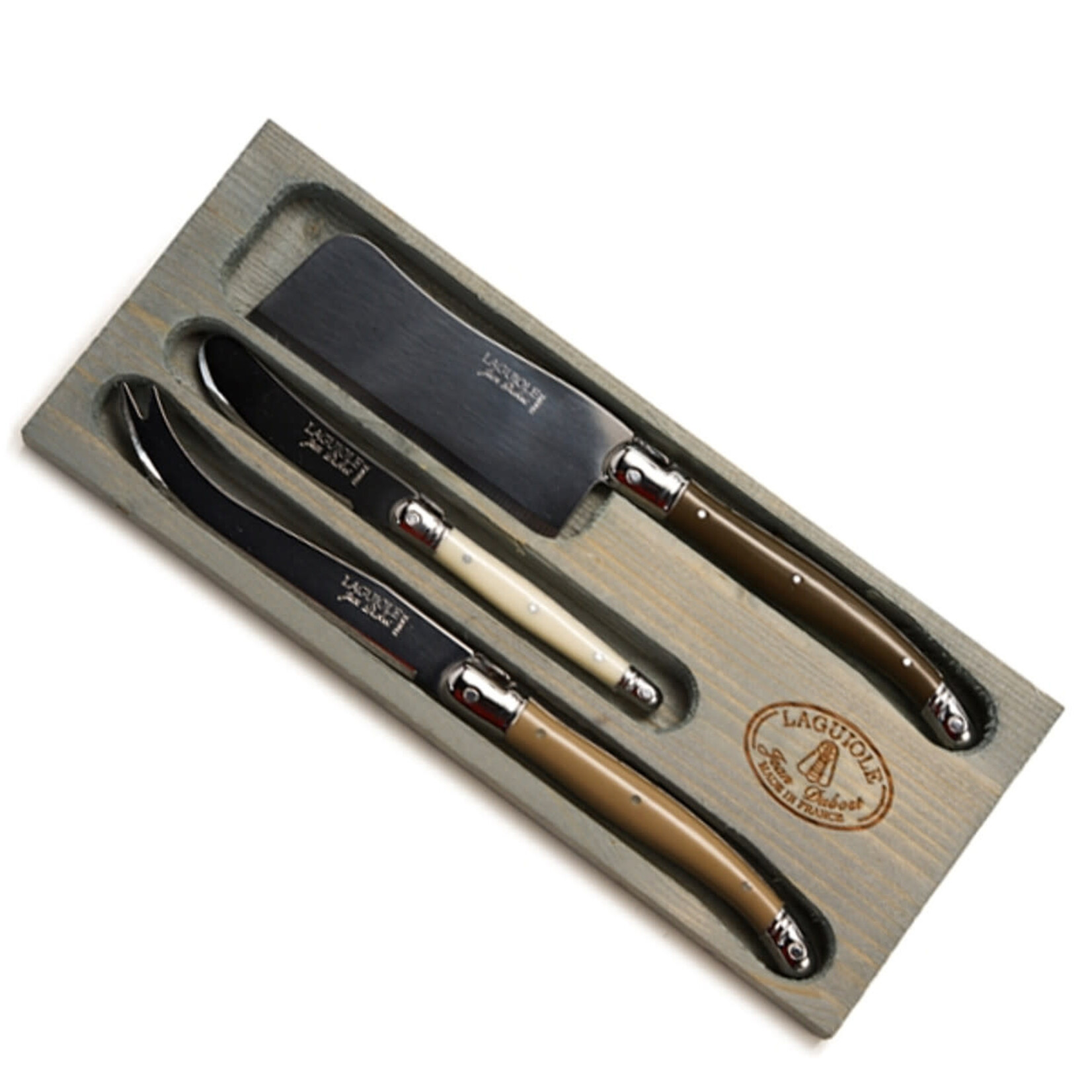 The French Farm Jean Dubost 3 Pc Cheese Set Linen Colored Handles