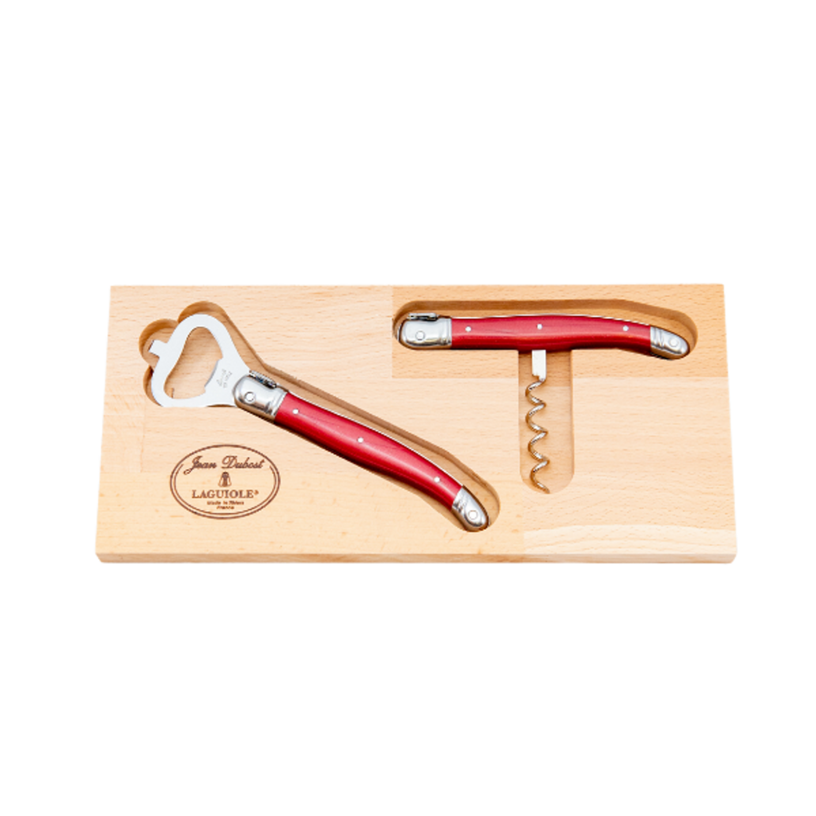 The French Farm Jean Dubost Corkscrew & Bottle Opener Set with Red Handles