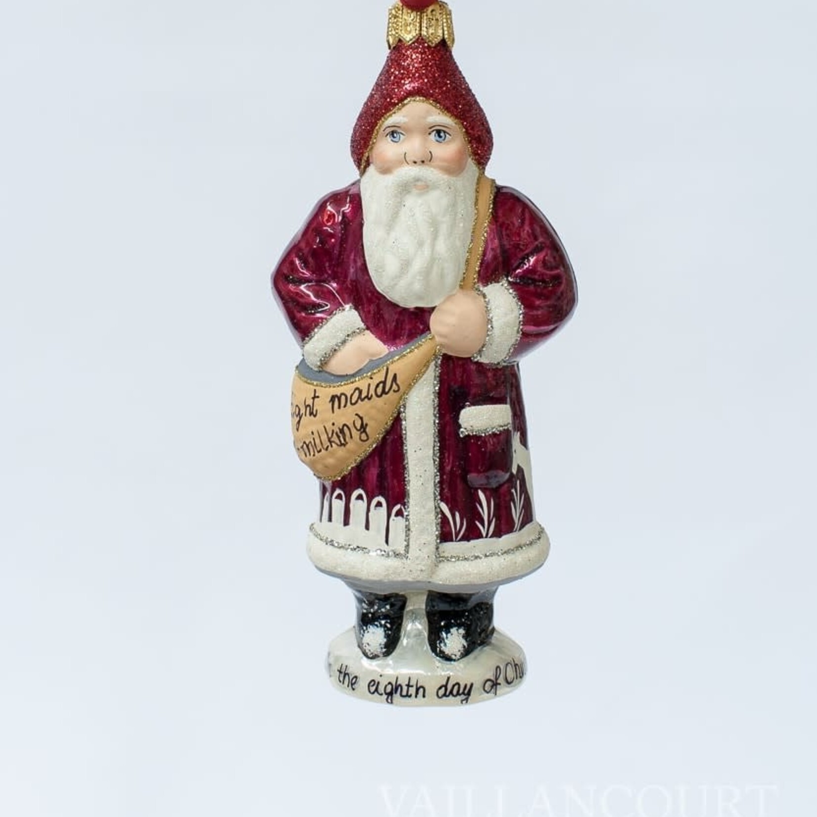 Vaillancourt Folk Art 8th Day of Christmas Glimmer Ornament
