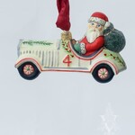 Vaillancourt Folk Art Santa Driving Vintage Car Ornament