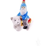 Vaillancourt Folk Art Small Santa in Blue Riding Polar Bear Ornament