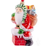 Vaillancourt Folk Art Santa Delivering Gifts Down The Chimney