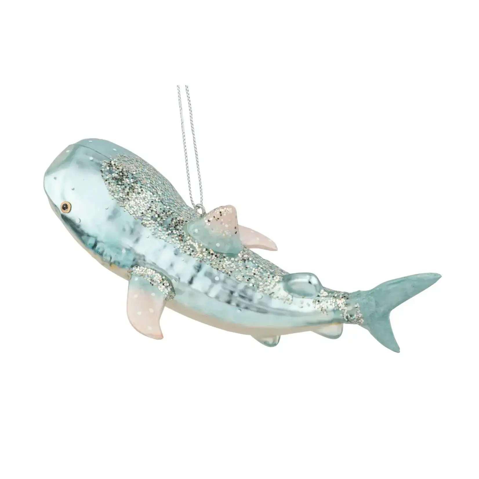 Silver Tree Home & Holiday Blown Gls Nurse Shark Orn,Pale Blue,Light Glit,5.5in