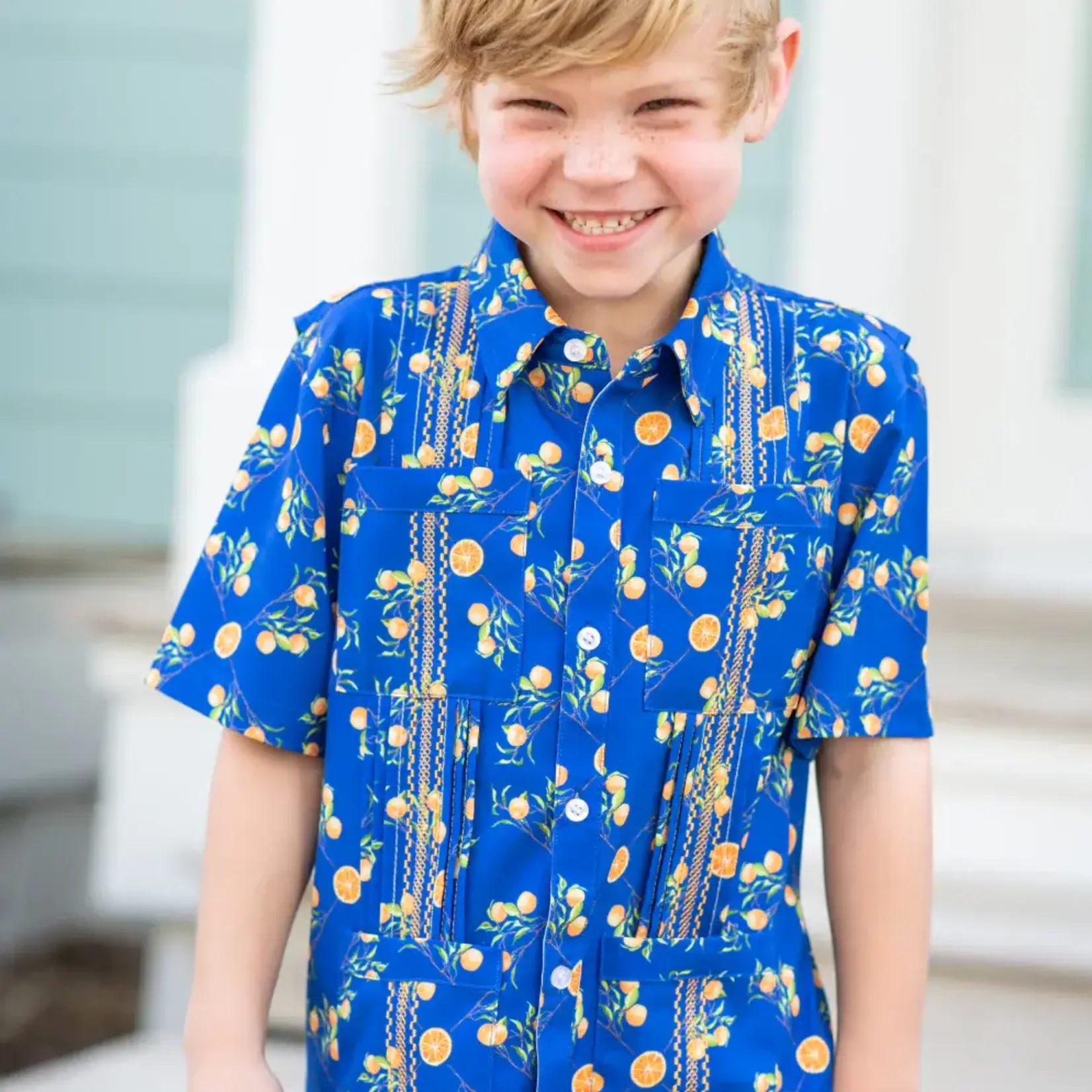 Blue Quail Guayabera - Citrus Lattice Short Sleeve Shirt