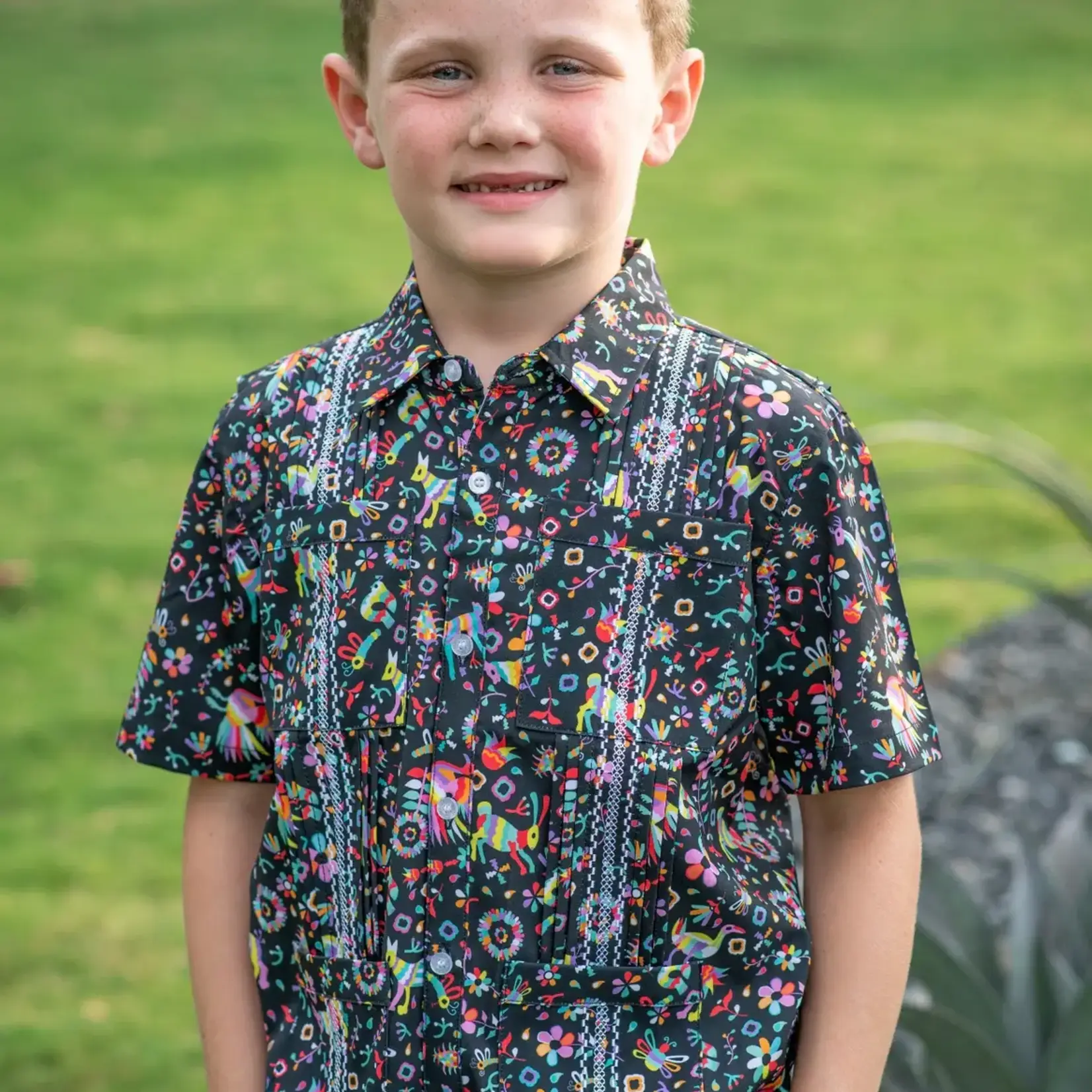 Blue Quail Guayabera - Dark Otomi Short Sleeve Shirt