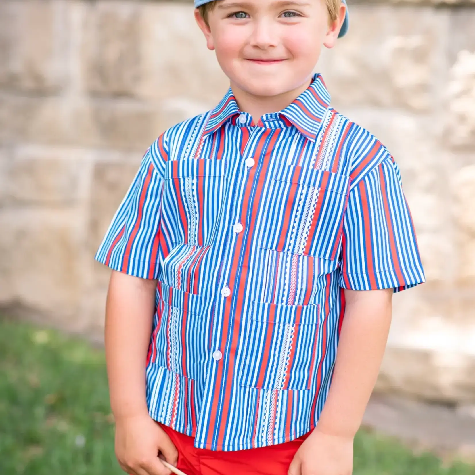 Blue Quail Guayabera - Liberty Stripe Short Sleeve Shirt