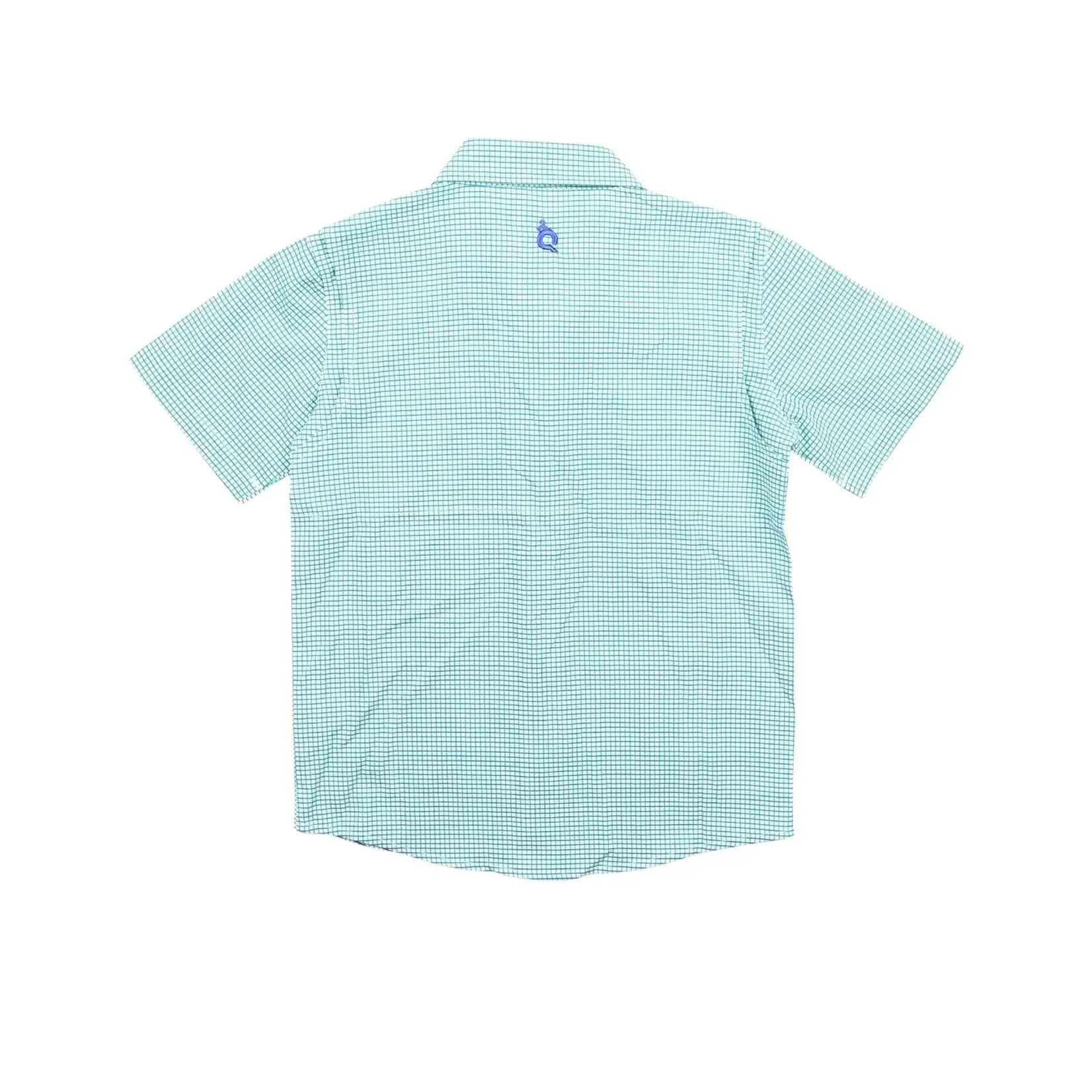 Blue Quail Guayabera - Navy/Jade Check Short Sleeve Shirt