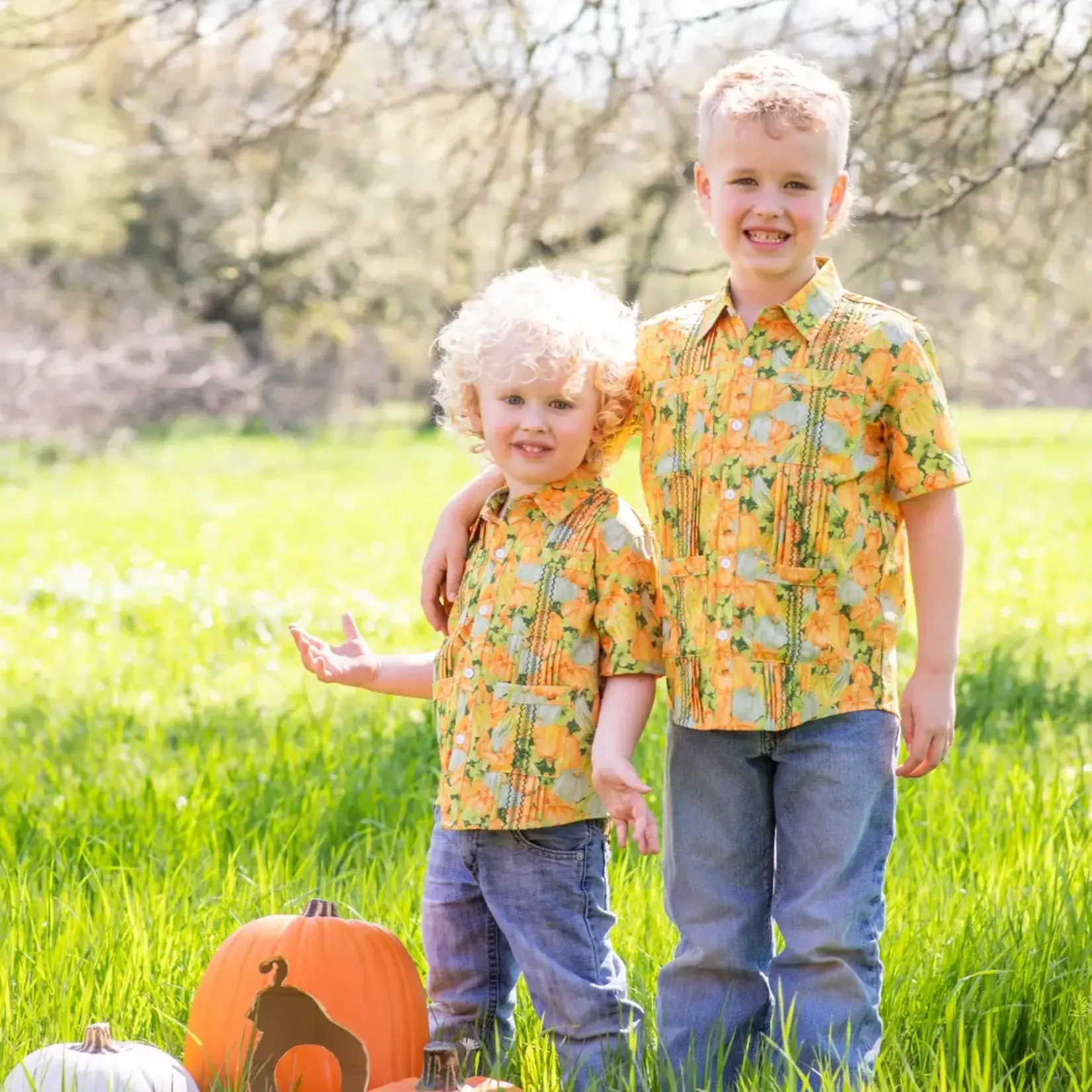 Blue Quail Guayabera - Pumpkin Camo Short Sleeve Shirt