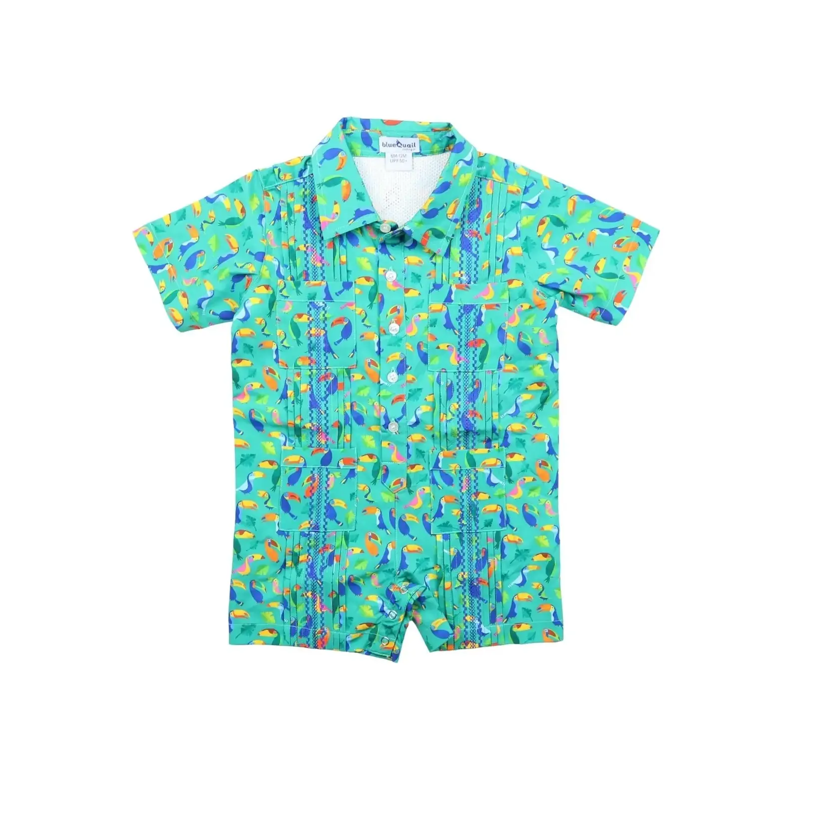 Blue Quail Guayabera - Toucans Short Sleeve Romper