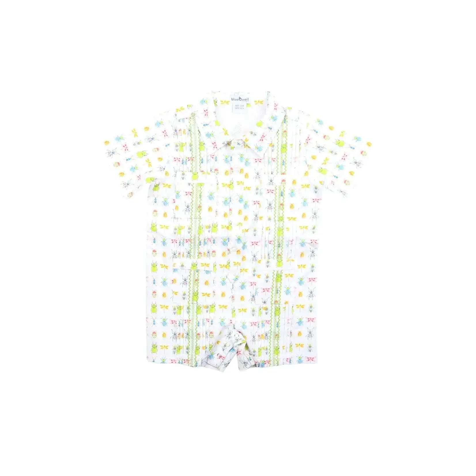 Blue Quail Guayabera- Beetles Short Sleeve Romper