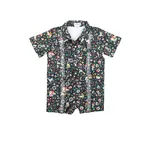 Blue Quail Guayabera- Dark Otomi Short Sleeve Romper