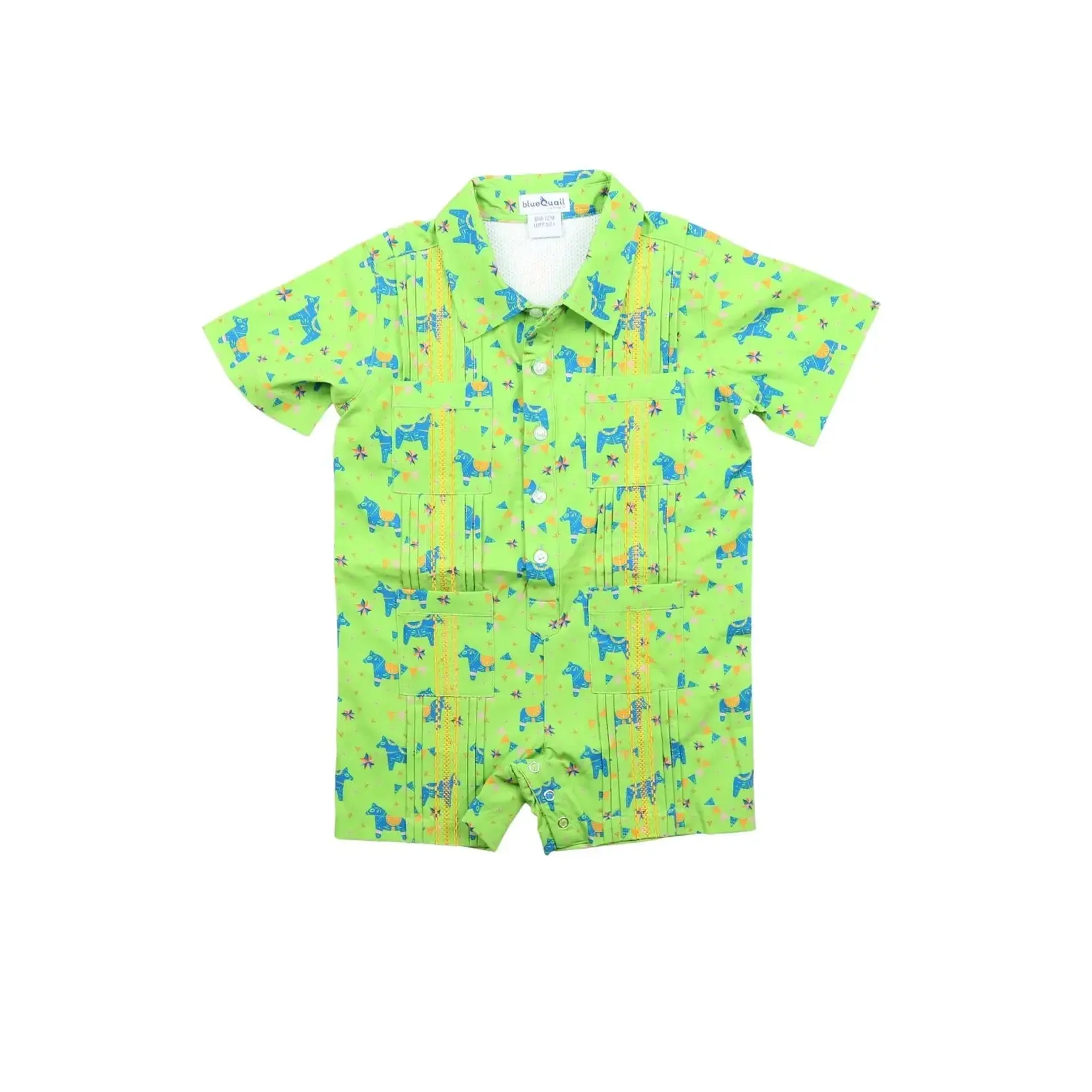 Blue Quail Guayabera- Fiesta Short Sleeve Romper