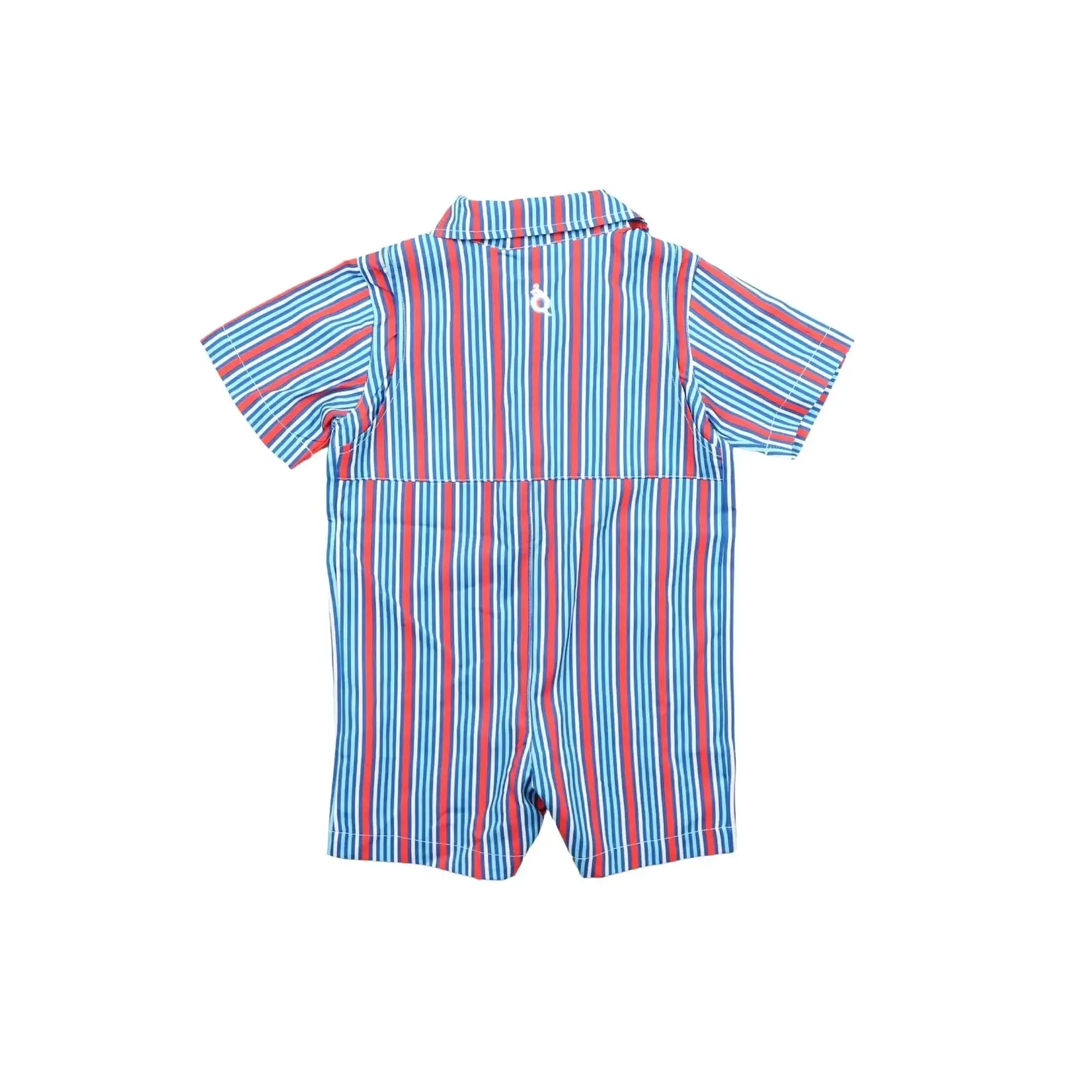 Blue Quail Guayabera- Liberty Stripe Short Sleeve Romper