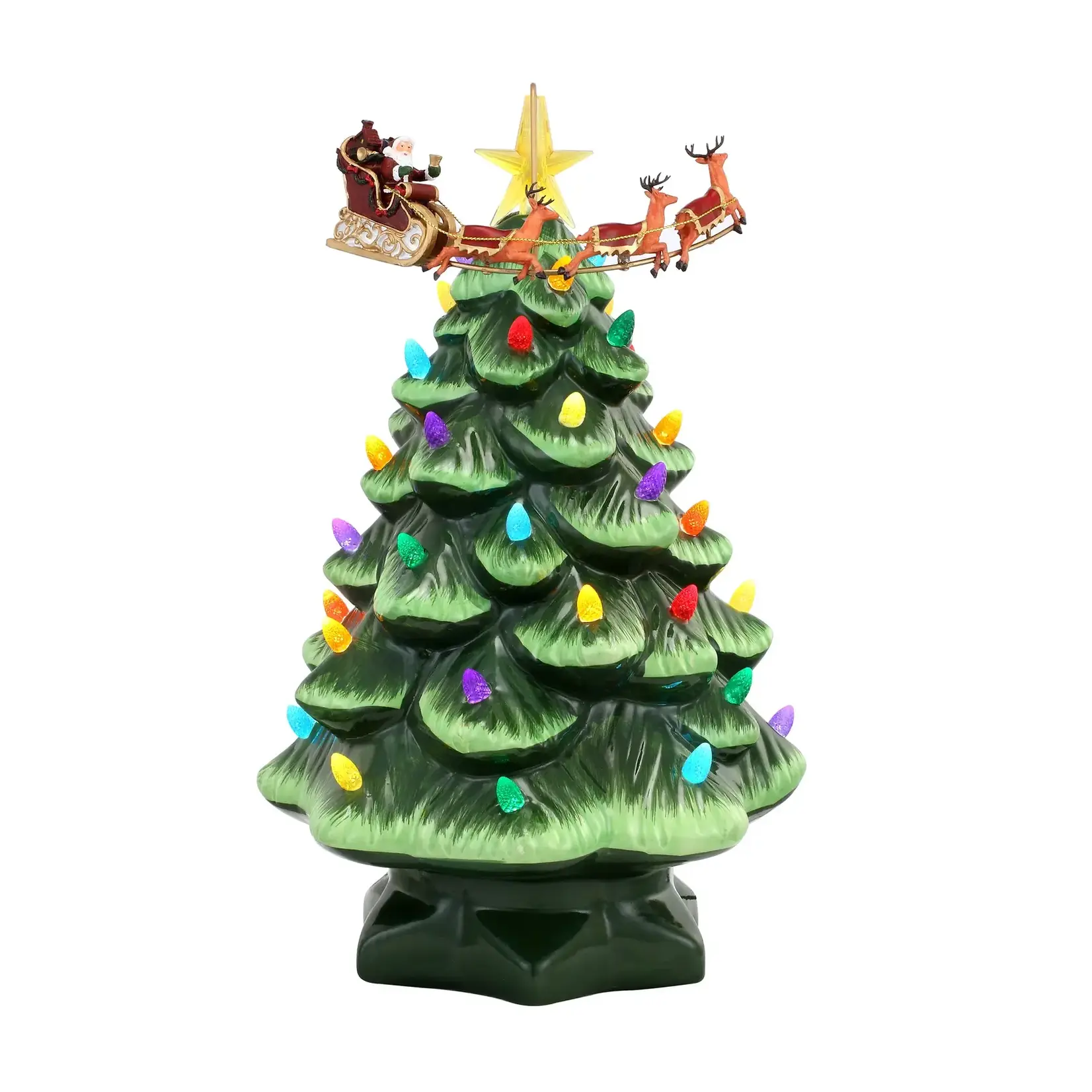 Mr. Christmas Animated Nostalgic Tree - Green Tree With Santa's Sleigh