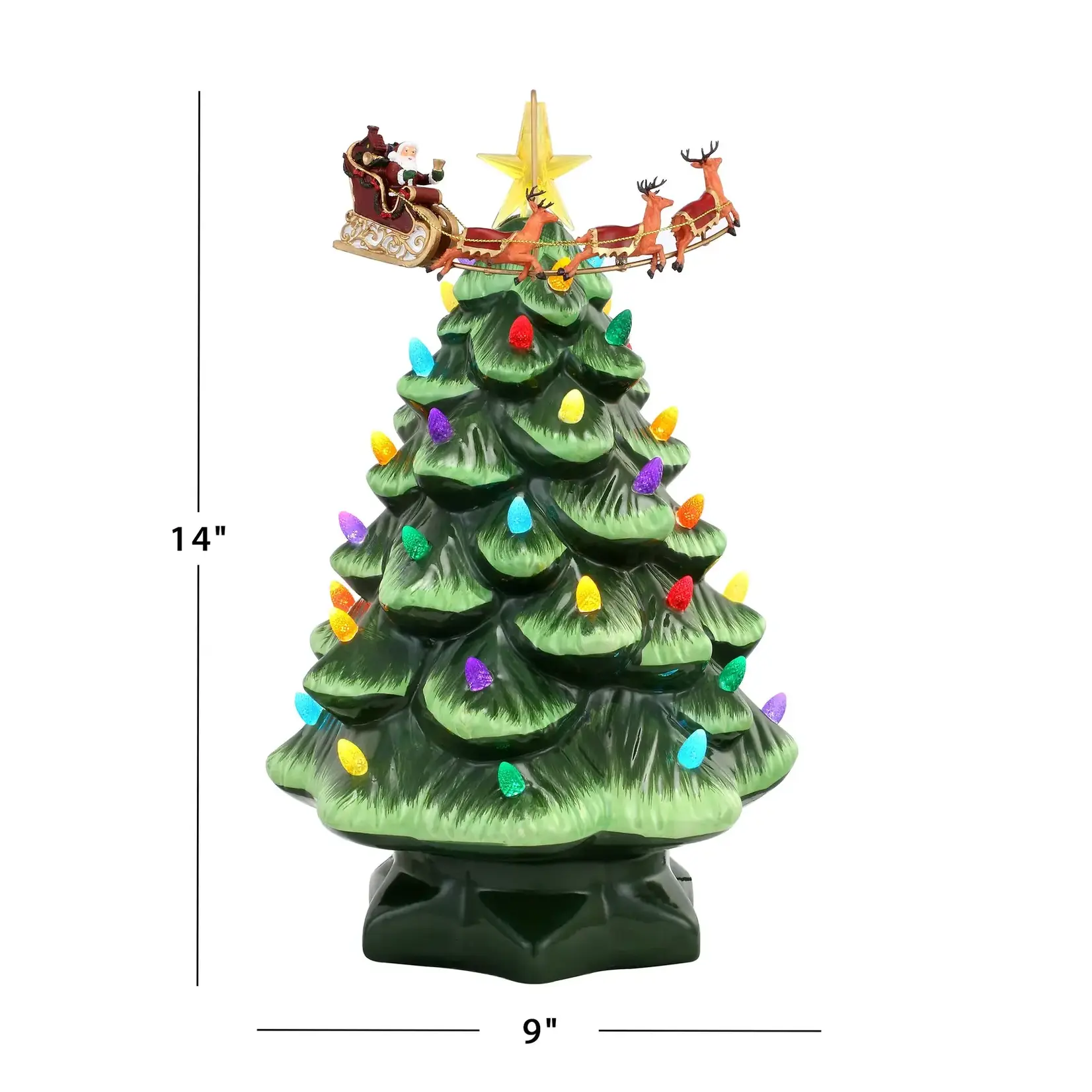 Mr. Christmas Animated Nostalgic Tree - Green Tree With Santa's Sleigh