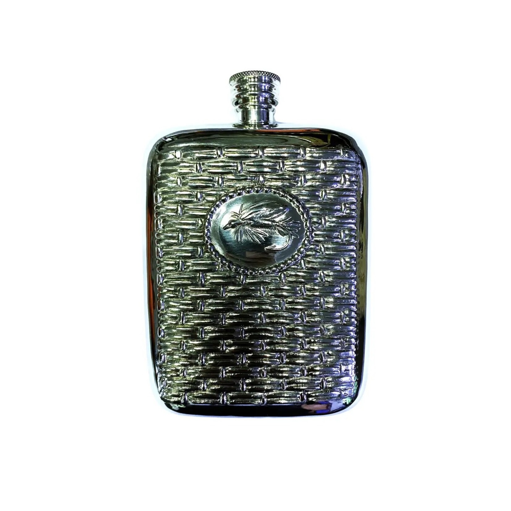 Corbell Silver Fly Fishing Hook English Pewter 6oz Flask