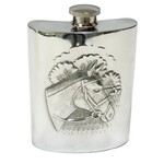 Corbell Silver Horse Head Flask English Pewter 6 oz.
