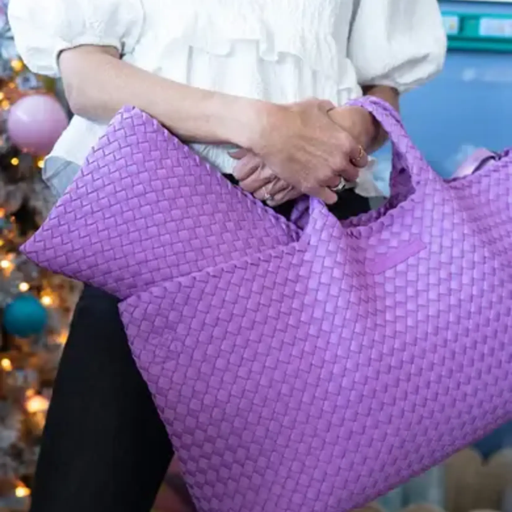 Peace Love Mahjong Orchid Woven Mahjong Bag Carryall