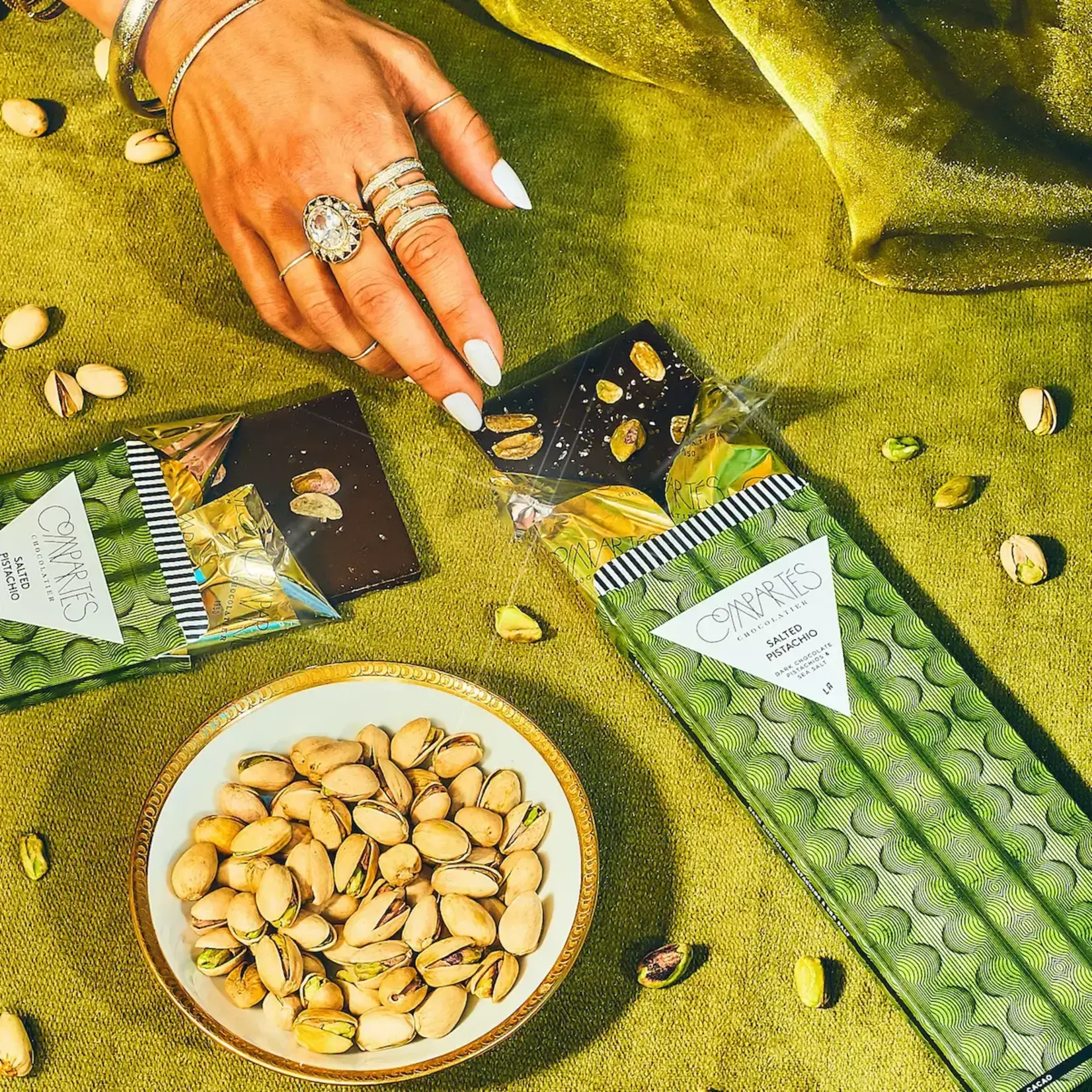 Compartes Chocolate Salted Pistachio Dark Chocolate Bar