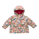 Pink Chicken girls ruffle pete puffer - watercolor floral
