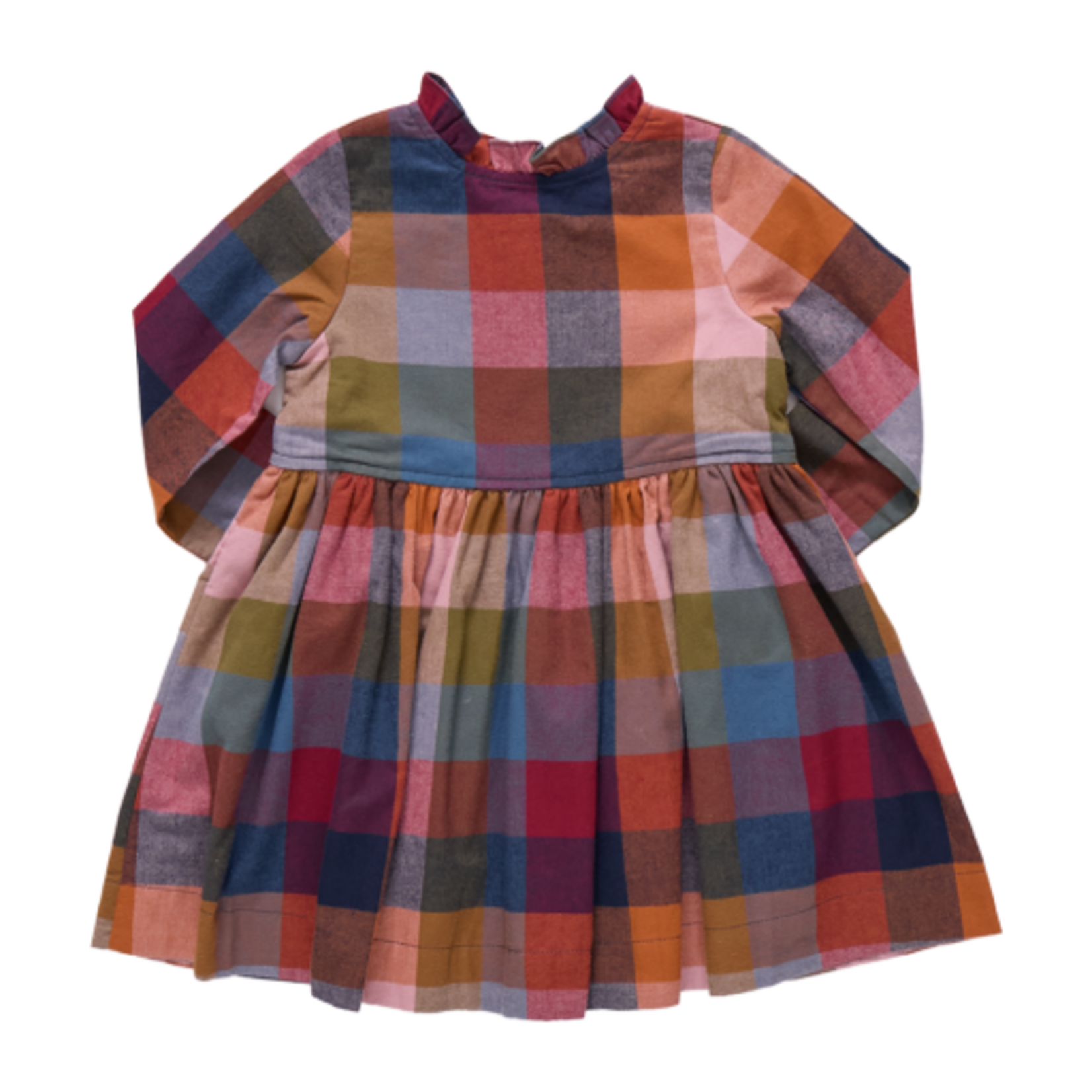 Pink Chicken girls autumn dress - harvest check