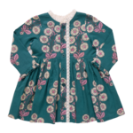 Pink Chicken girls autumn dress - evergreen buttercup floral