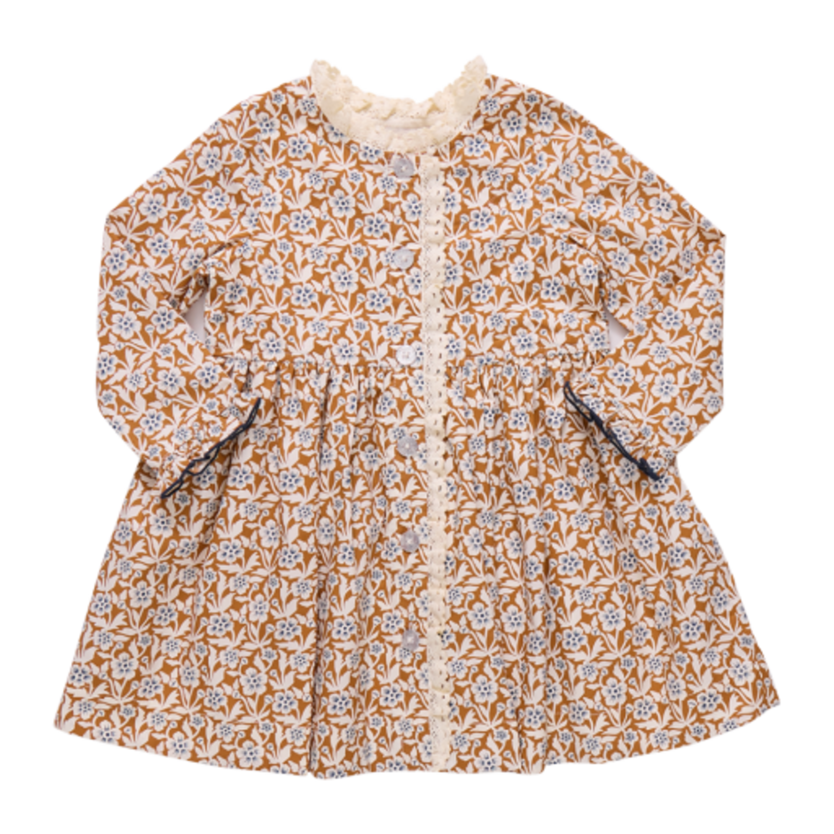 Pink Chicken girls autumn dress - gold climbing floral