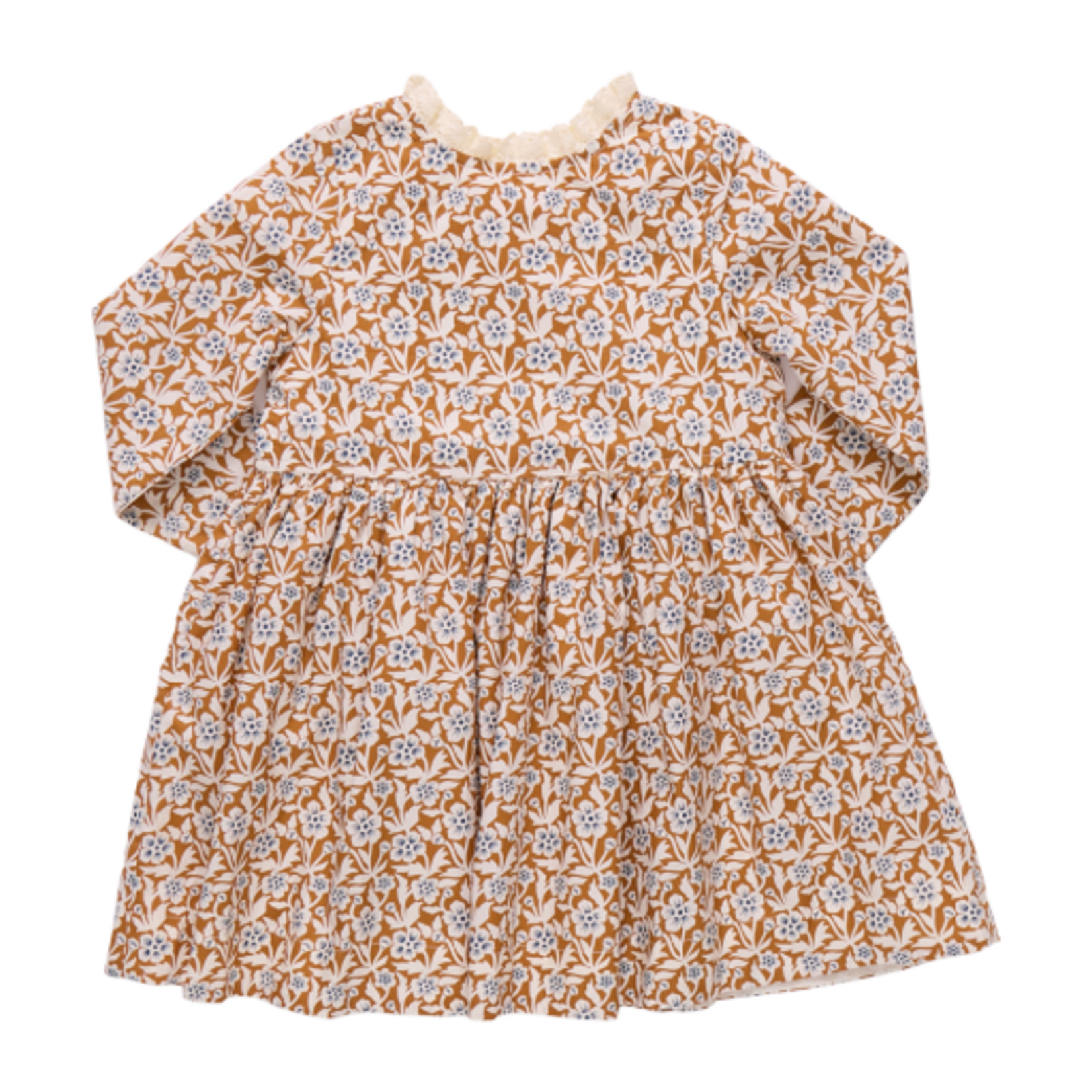 Pink Chicken girls autumn dress - gold climbing floral