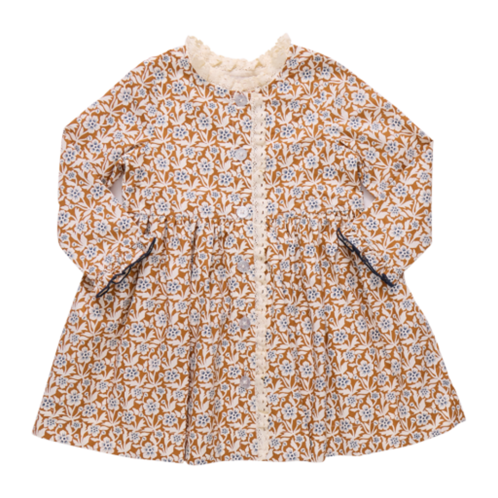 Pink Chicken girls autumn dress - gold climbing floral