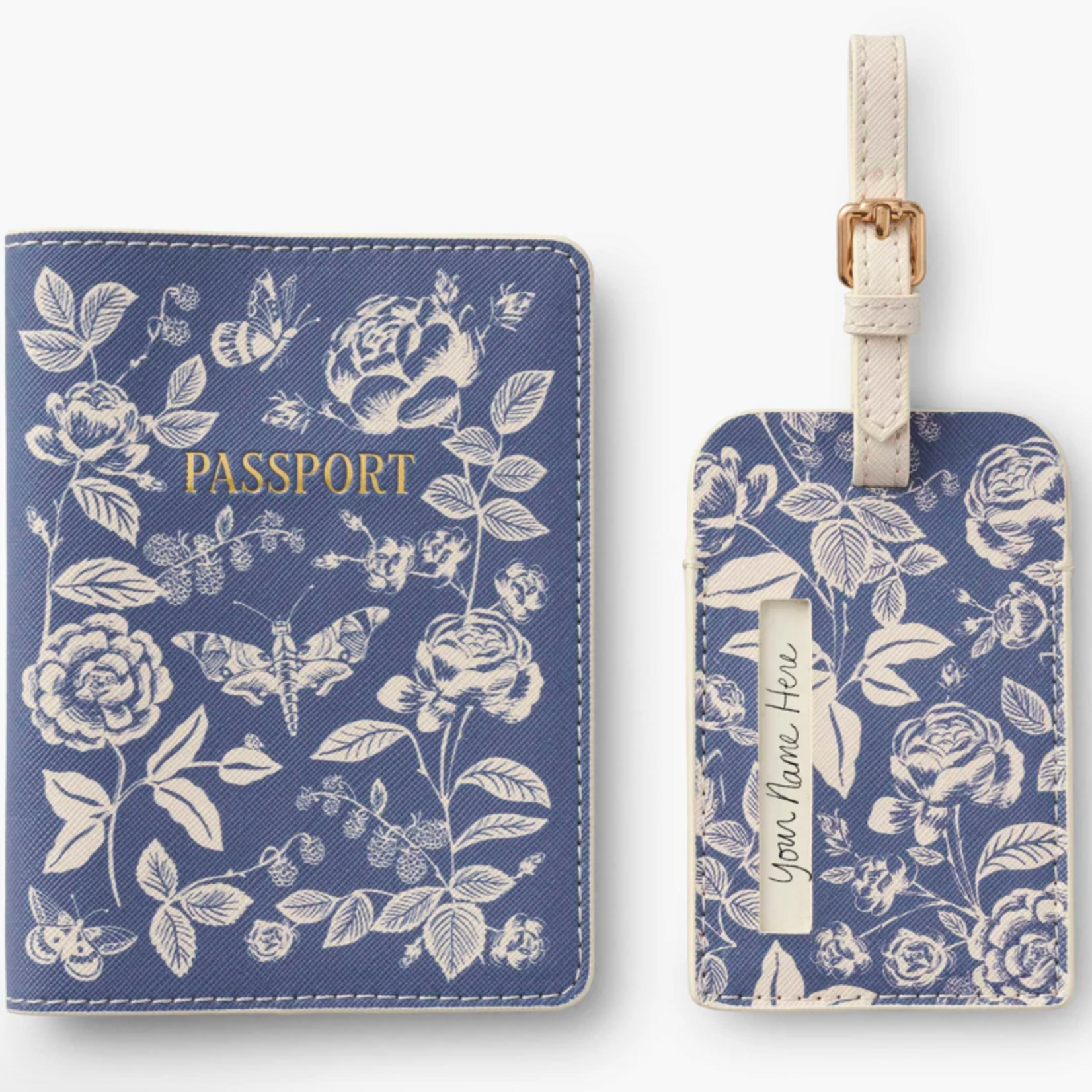 Rifle Paper Company English Rose Passport & Luggage Tag Set