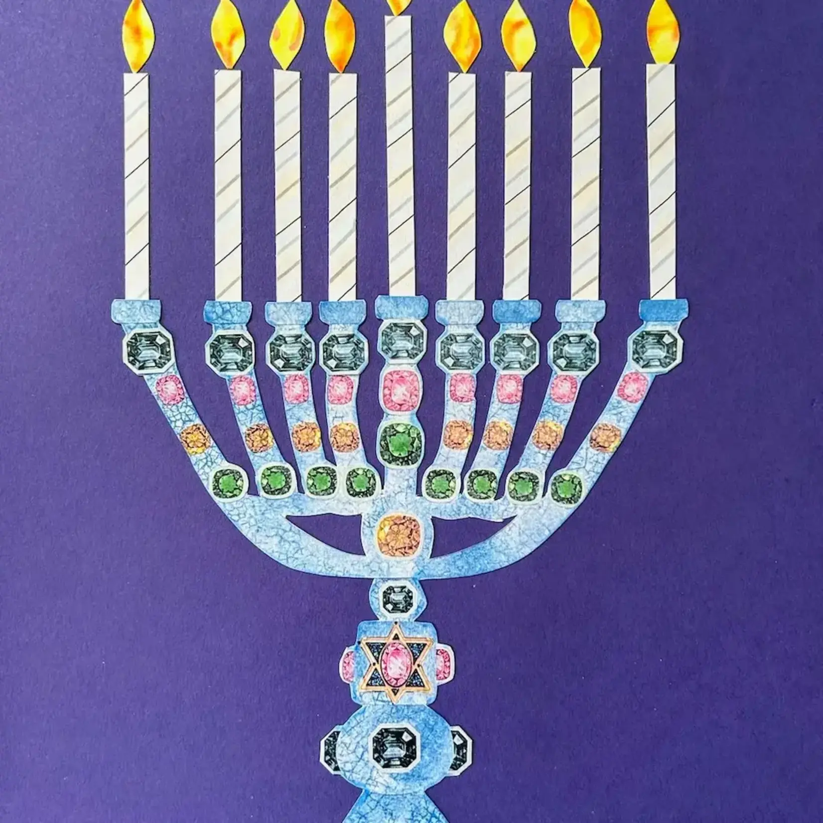 Erica DiPaolo Designs Menorah Card, Embellished Hanukkah Card For Framing,
