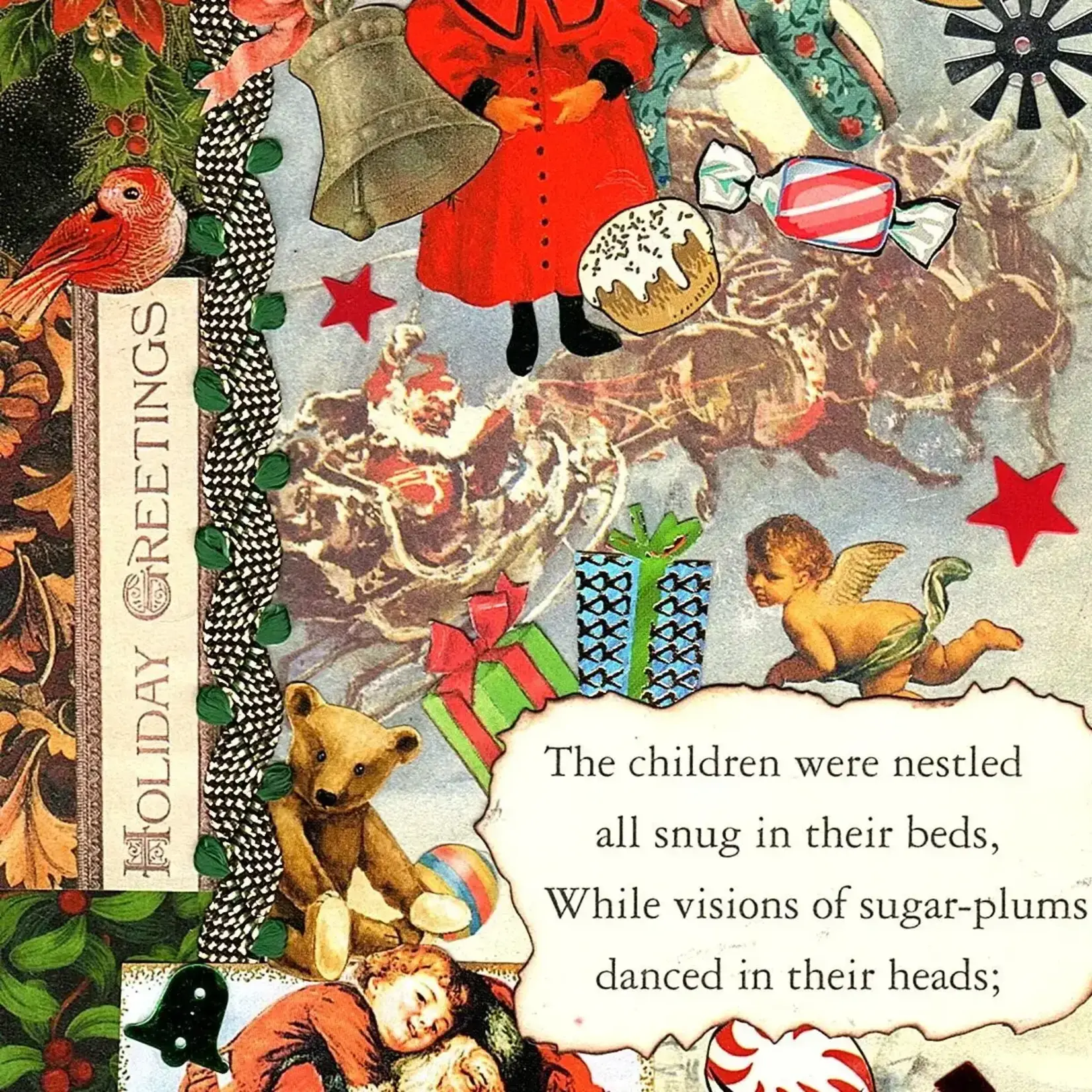 Erica DiPaolo Designs Sugarplums Collage Card, Vintage Christmas Collage Card