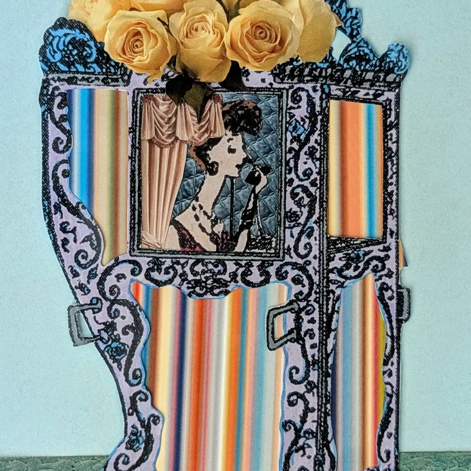 Erica DiPaolo Designs Telephone Booth Card, Gossip Lady Card, Fancy Telephone Card