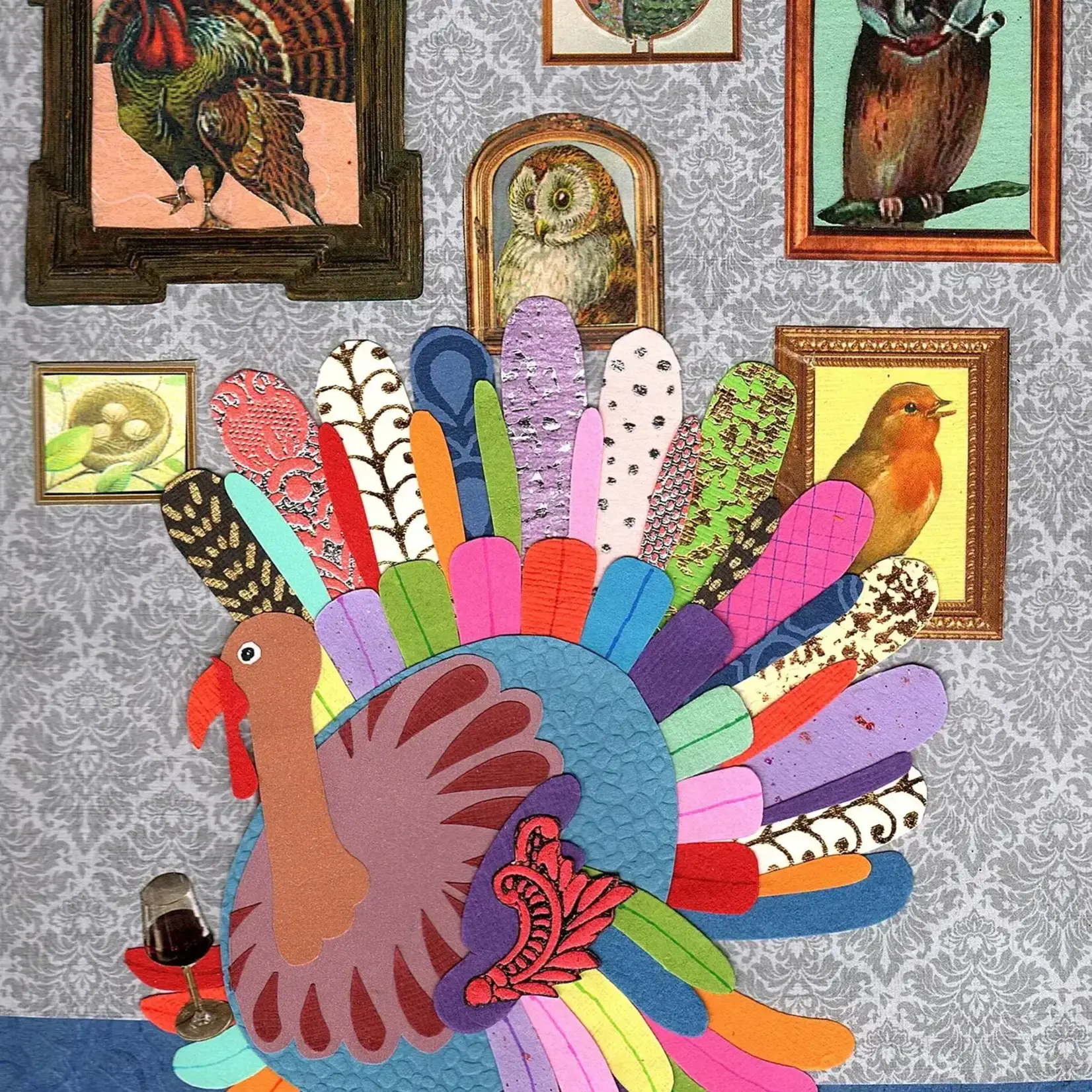 Erica DiPaolo Designs Thanksgiving Turkey Card, Turkey Wine Card, Fun Thanksgiving