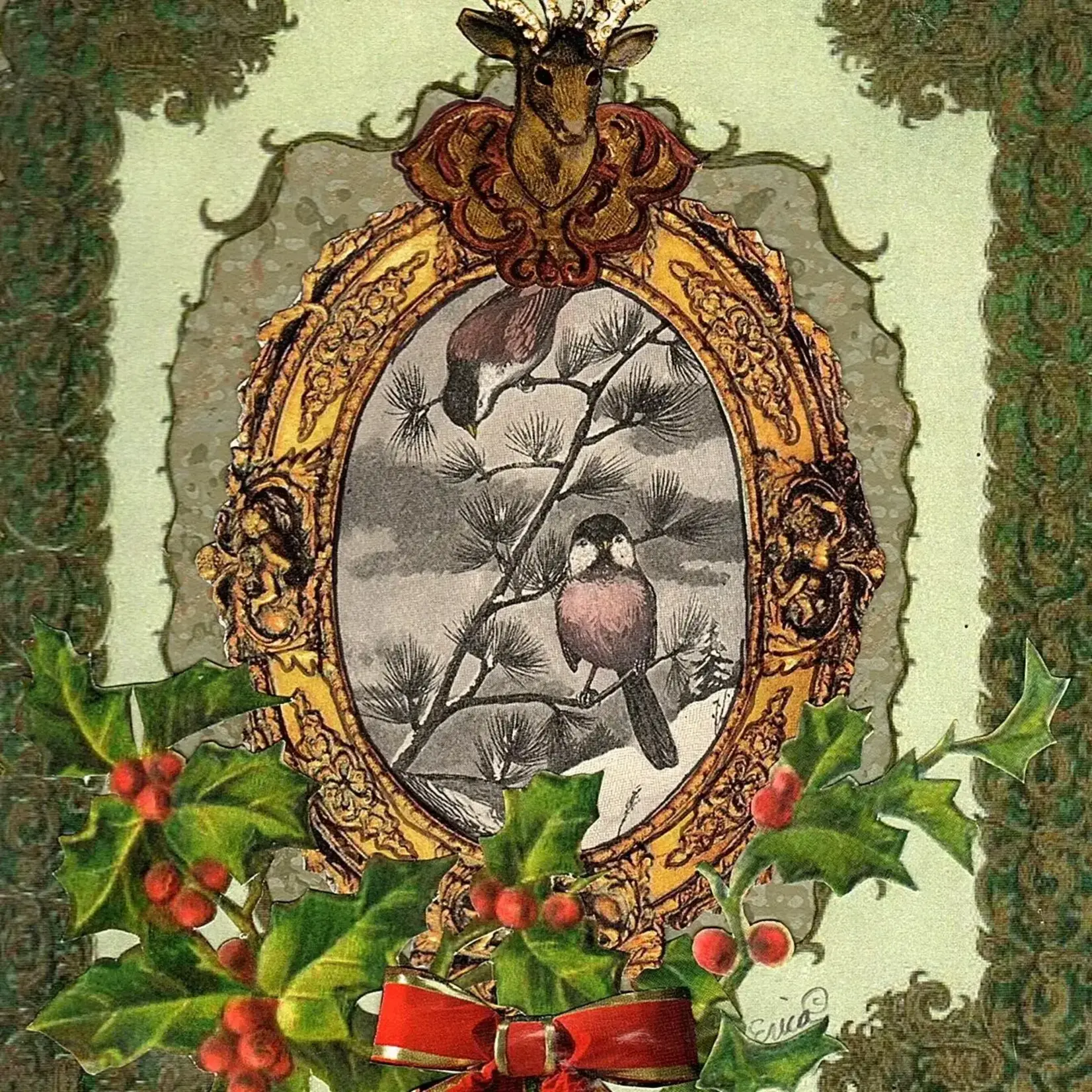 Erica DiPaolo Designs Winter Birds Card, Holiday Birds Card, Christmas Chickadees