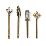 Elements, Jill Schwartz Feather and Pearl Hair Pin Set