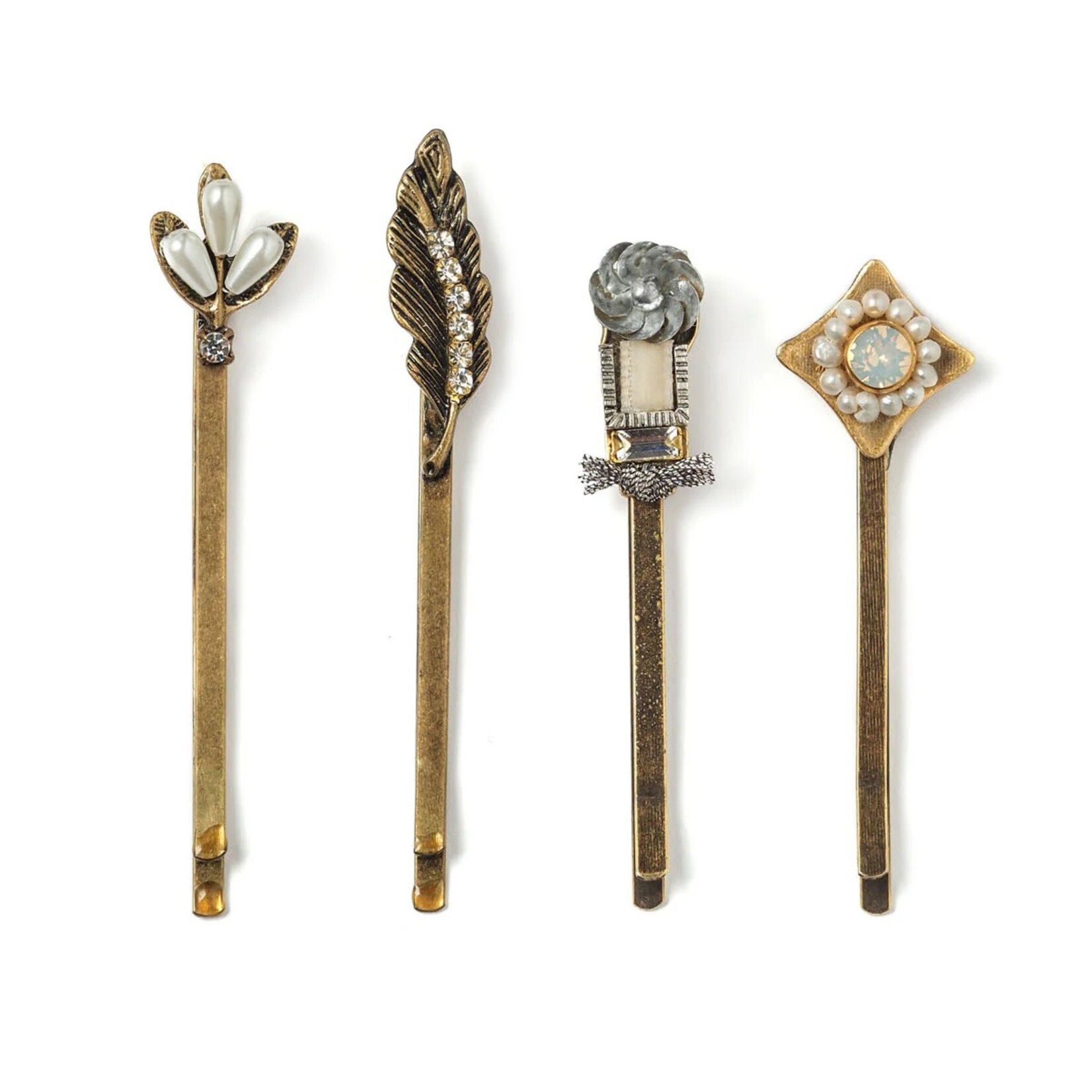 Elements, Jill Schwartz Feather and Pearl Hair Pin Set