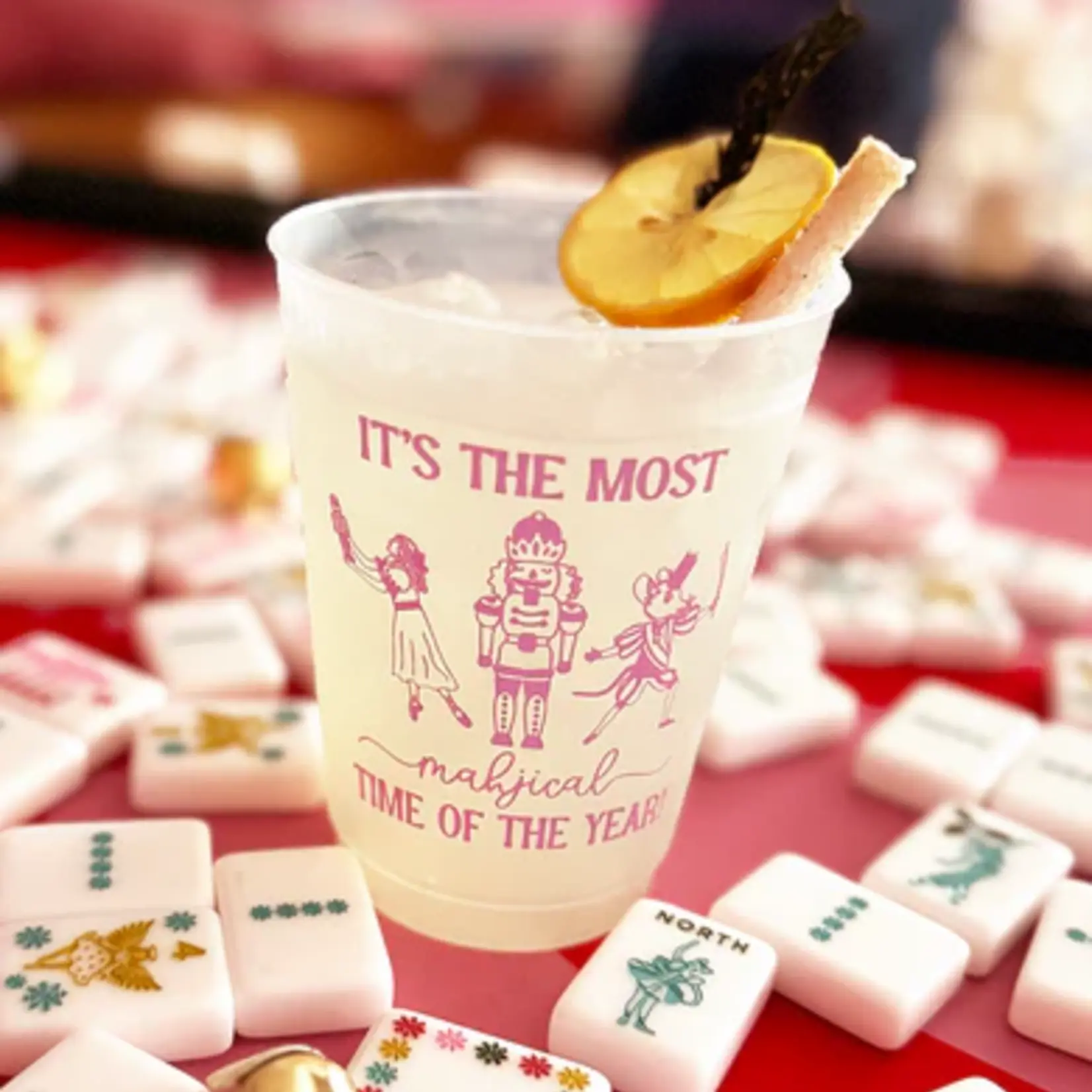 Peace Love Mahjong Mahjical Nutcrackers Holiday Mahjong Frosted Stadium Cups