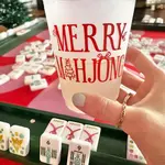 Peace Love Mahjong Merry Mahj Holiday Mahjong Frosted Stadium Cups