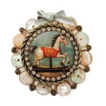 Rocking Horse Button Brooch