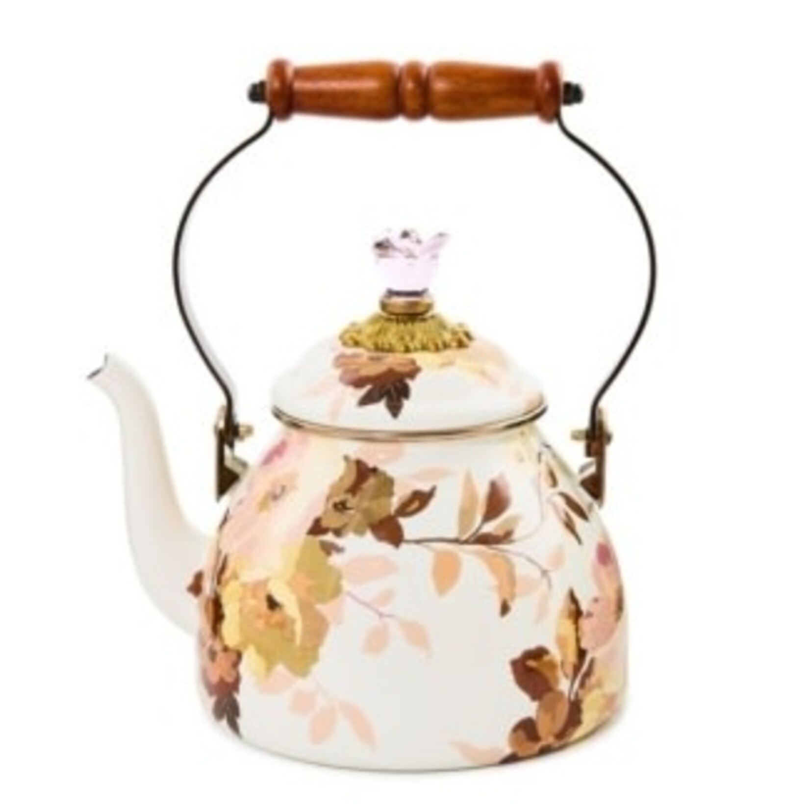 MacKenzie-Childs wild rose white 2 quart tea kettle