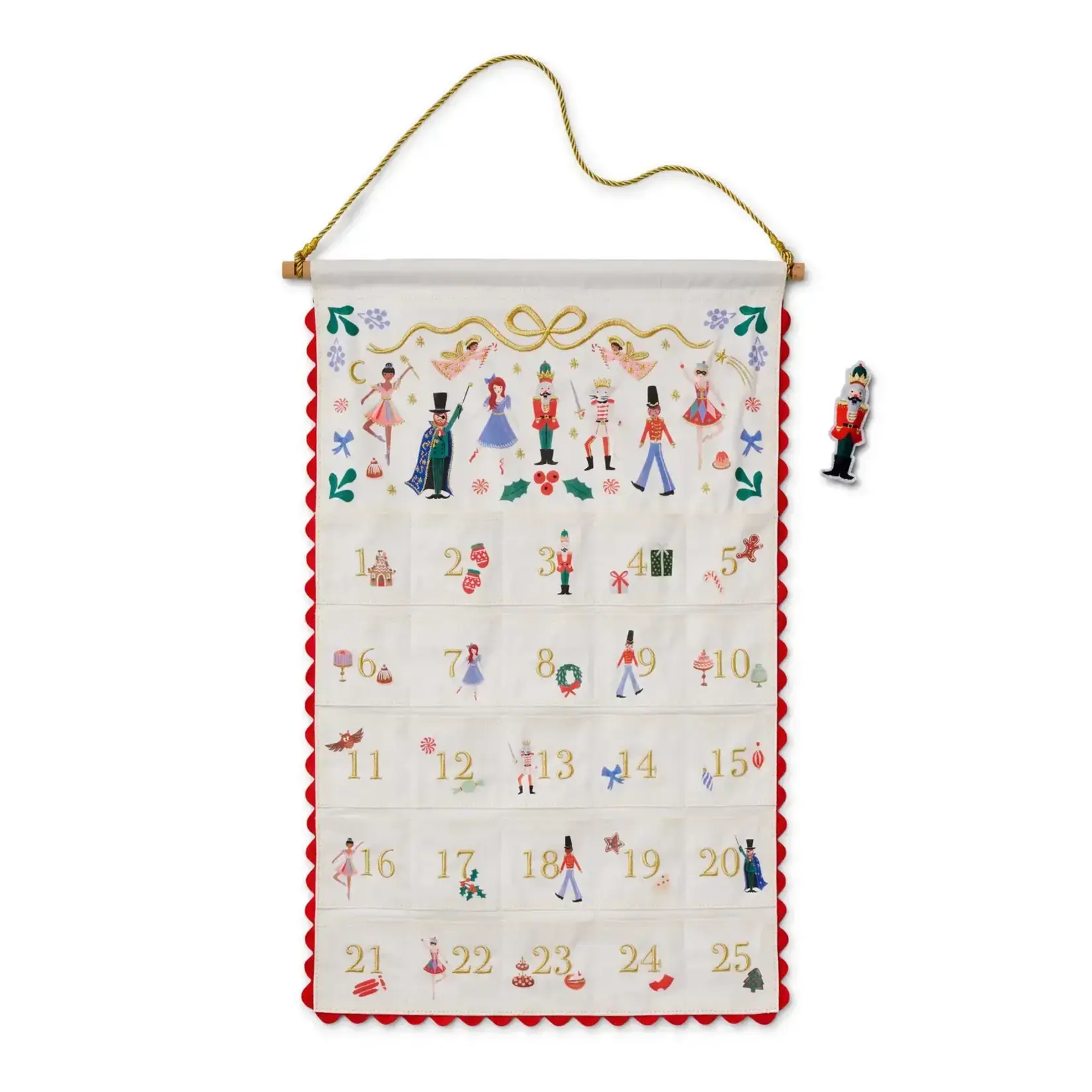 Rifle Paper Company Nutcracker Embroidered Hanging Advent Calendar