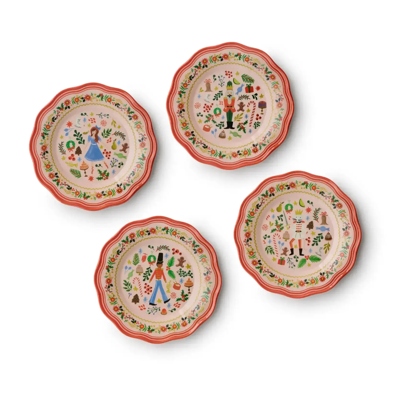 Rifle Paper Company Holly Jolly Nutcracker Melamine Assorted Dessert Plates