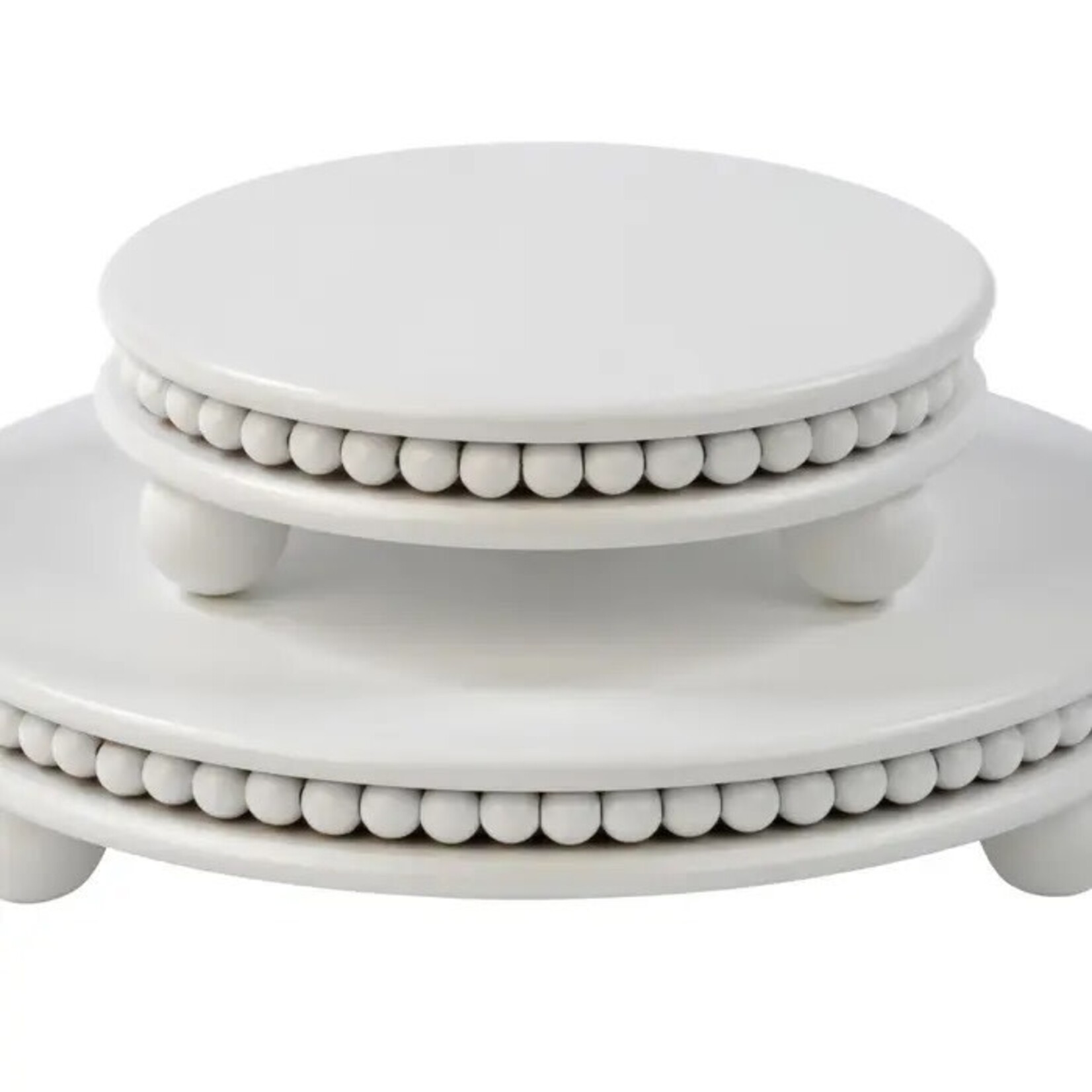 Tripar International Round Wood Beaded Risers - Set of 2