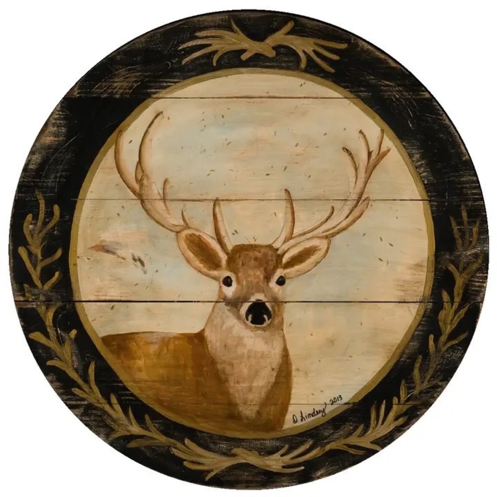 Darrellene Designs, LLC Deer with Black Border Lazy Susan 15" round